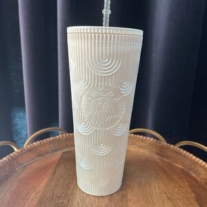 Starbucks White Pearl Mermaid Scale Tumbler 24oz